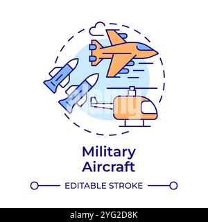 Military aircraft multi color concept icon Stock Vector