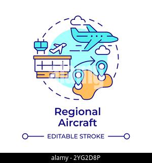 Regional aircraft multi color concept icon Stock Vector