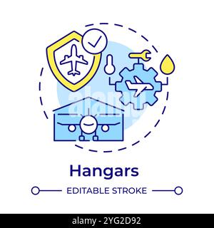 Hangars multi color concept icon Stock Vector