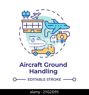 Aircraft ground handling multi color concept icon Stock Vector