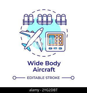 Wide body aircraft multi color concept icon Stock Vector