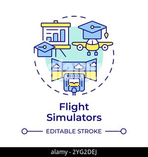Flight simulators multi color concept icon Stock Vector