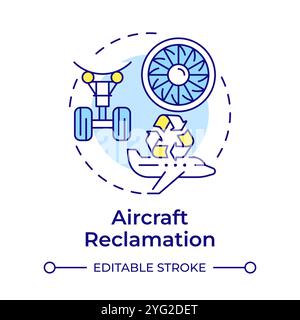 Aircraft reclamation multi color concept icon Stock Vector