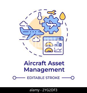 Aircraft asset management multi color concept icon Stock Vector