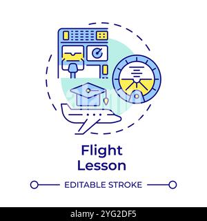 Flight lesson multi color concept icon Stock Vector