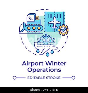 Airport winter operations multi color concept icon Stock Vector