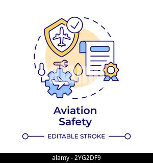 Aviation safety multi color concept icon Stock Vector