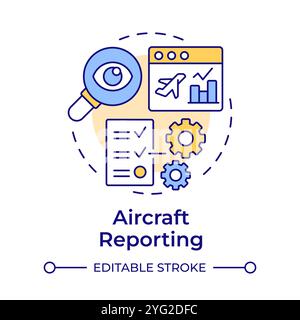Aircraft reporting multi color concept icon Stock Vector