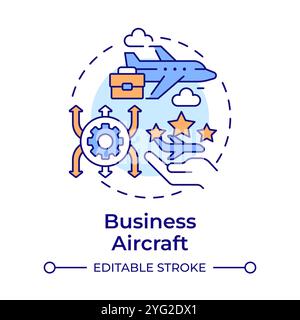 Business aircraft multi color concept icon Stock Vector