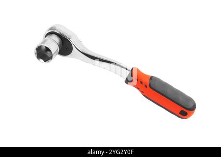 Wrench with ratchet isolated on white background Stock Photo