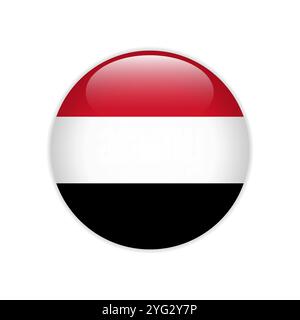 Yemen flag on button Stock Vector