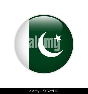 Pakistan flag on button Stock Vector