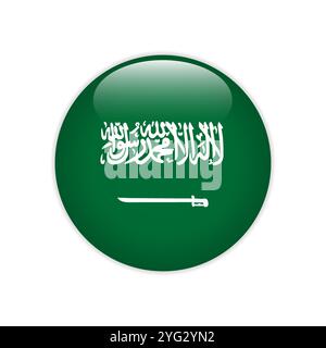 Saudi Arabia flag on button Stock Vector