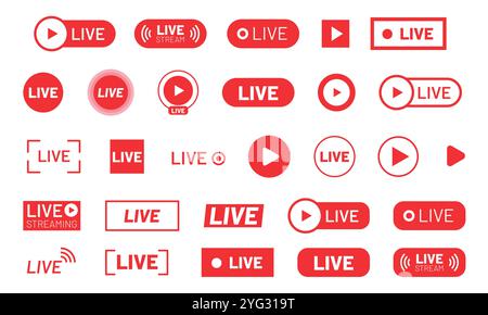 Live streaming or online broadcast symbol collection Stock Vector