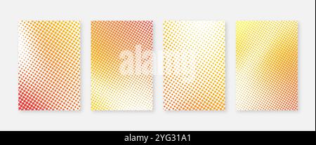 covers set. Halftone dots orange pattern Stock Vector
