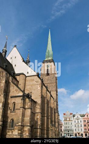 St Bartholomew Cathedral in Namesti Republiky square in Plzen Czech Republic Stock Photo