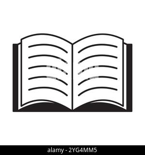 Notebook icon. Lined pages graphic. Open book symbol. Vector element. Stock Vector