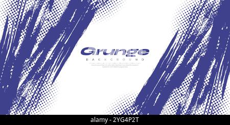 Abstract Background with Blue and White Brush Texture and Halftone Effect. Grunge Sport Background, for Banner or Poster Design Elements Stock Vector