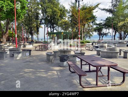 Free barbecue facility for public in Butterfly Beach Park, Hong Kong Stock Photo