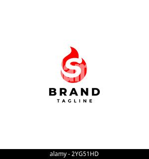 Fiery Initial Letter S Logo Design. Initial S Letter Inside Fire Icon Logo Design. Stock Vector