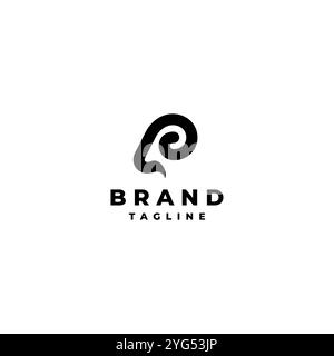 Simple Goat Icon Silhouette Logo Design. Thick Line Goat Head Icon Logo Design. Stock Vector