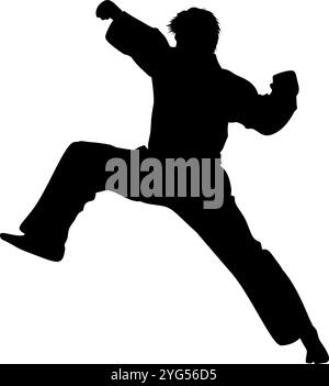 Karate athlete silhouette. Perfect for stickers, icons, logos and elements or advertising ornaments Stock Vector