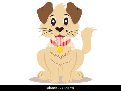 Cute Cartoon Dog Vector Flat Designs Isolated on White Background Stock Vector