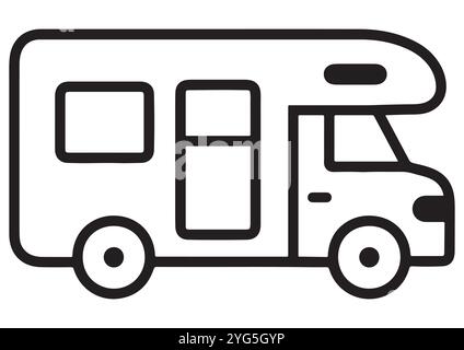 Adventure-Ready Camping Car Icon Vector Flat Designs, Isolated on White Background Stock Vector