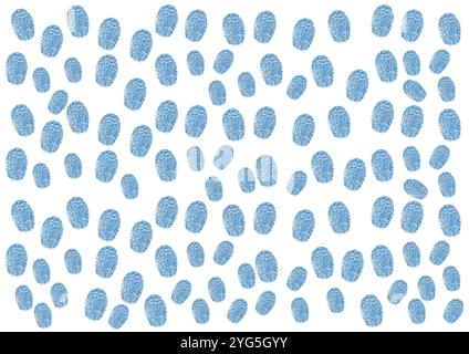 Collection of Painted Blue Fingerprint Vector Flat Designs, Isolated on White Background Stock Vector