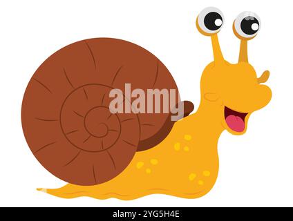 Cartoon Snail Vector Flat Designs Isolated on White Background Stock Vector