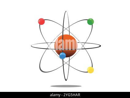 Atom vector flat design isolated on white background Stock Vector