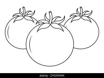 Tomatoes Vector Flat Design, ideal for coloring pages, isolated on white background Stock Vector
