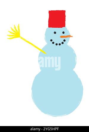 Painted Snowman Vector Flat Design Isolated on White Background Stock Vector