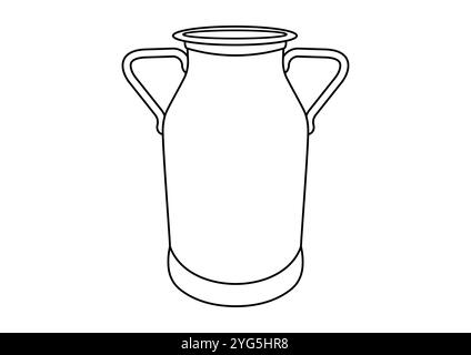 Black and white milk jug vector flat design isolated on white background Stock Vector