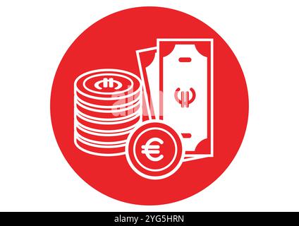 Money Icon Vector Flat Designs, Ideal for Various Applications, Isolated on White Background Stock Vector