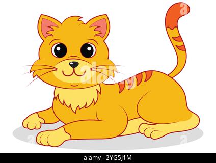 Cartoon Cat Vector Flat Design Isolated on White Background Stock Vector