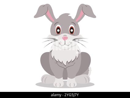 Cartoon Rabbit Vector Flat Designs Isolated on White Background Stock Vector