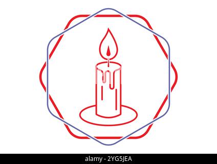 Candle sign logo inside a border vector flat design isolated on white background Stock Vector
