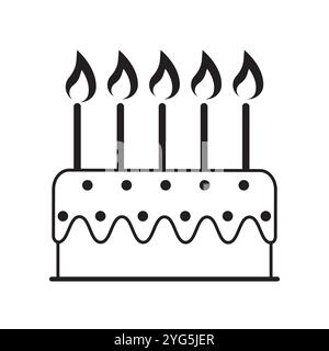 Cake symbol with candles vector flat design isolated on white background Stock Vector