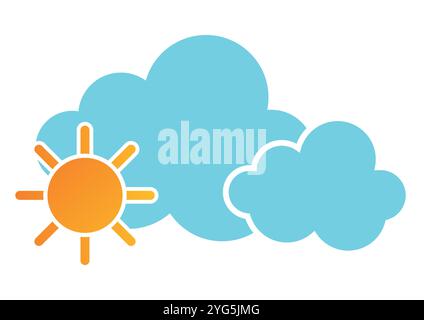 Sun and clouds vector sign isolated on white background Stock Vector