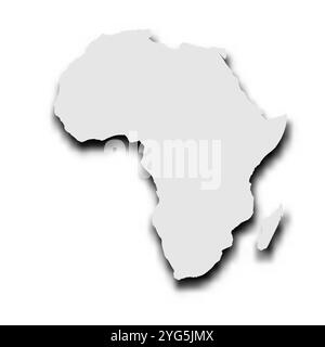 Silhouette map of Africa continent. Grey vector map with dropped shadow on light gray background. Stock Vector