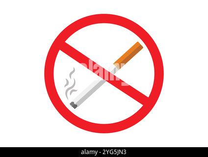 Forbidden to smoke sign vector flat design isolated on white background Stock Vector