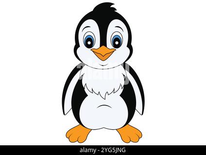 Cartoon Penguin Vector Flat Design Isolated on White Background Stock Vector