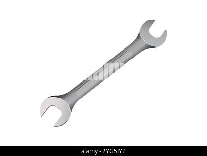 Realistic open ended spanner vector flat design isolated on white background Stock Vector