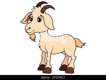 Cartoon Goat Vector Flat Design isolated on white background Stock Vector