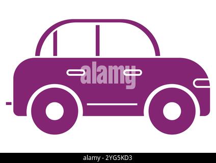 Sleek Car Icon Vector Flat Designs, Ideal for Various Applications, Isolated on White Background Stock Vector