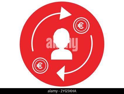 Streamlined Returning Money Icon Flat Design, Ideal for Financial Applications, Isolated on White Background Stock Vector