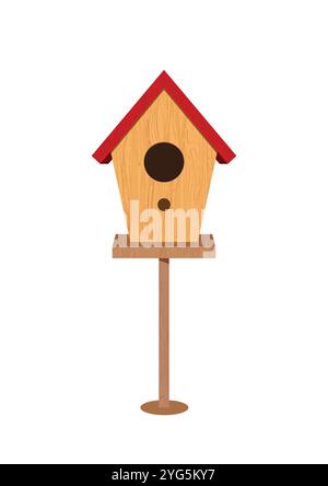 Wooden birdhouse vector flat design isolated on white background Stock Vector