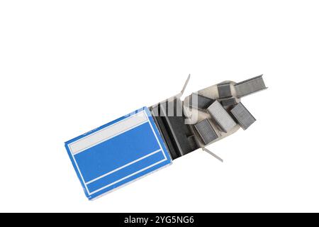 some staples in the box  on a transparent background Stock Photo