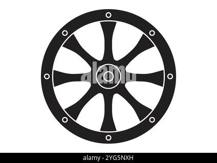 Old wheel vintage silhouette isolated on white background Stock Vector